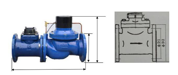 大口徑IC卡智能水表外形尺寸圖