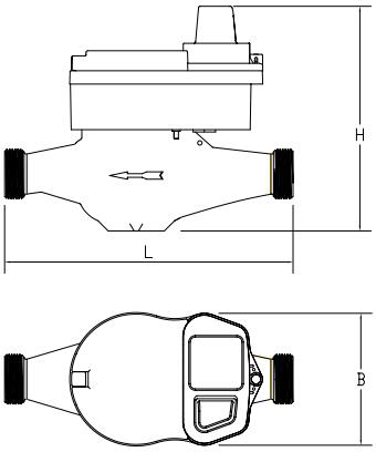 Lora無線遠傳水表外形尺寸圖